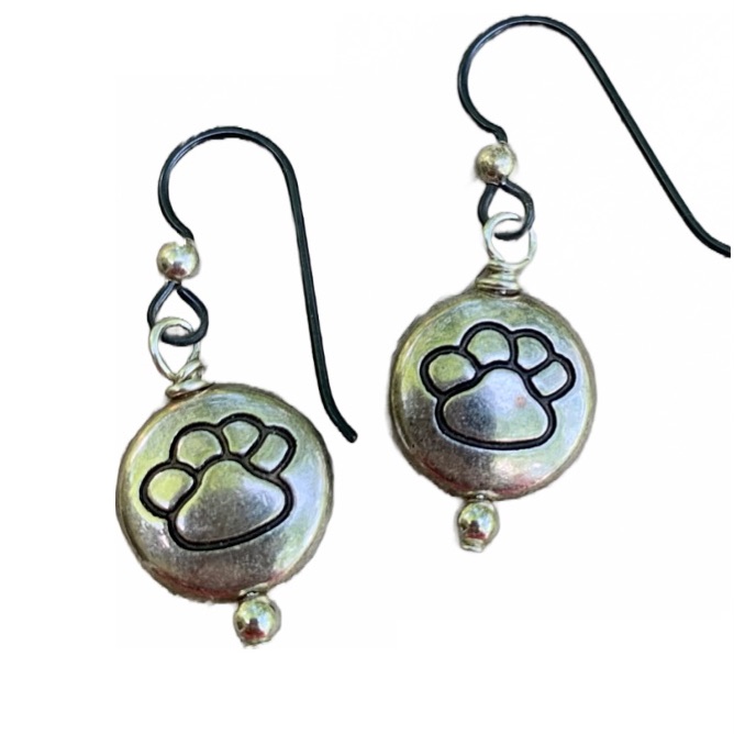 Paw Print, Ss Ear Wire.